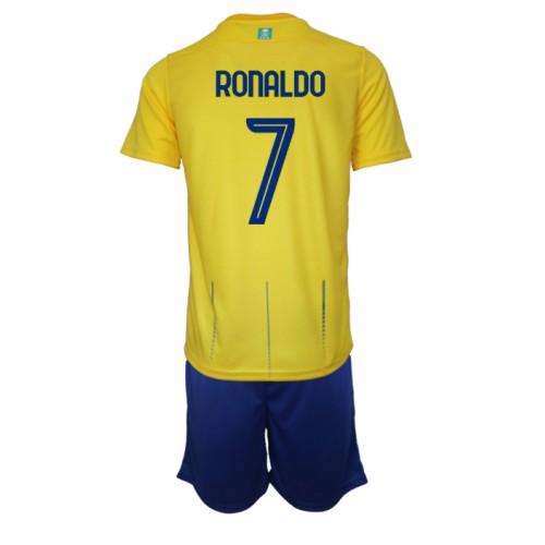 Fotballdrakt Barn Al-Nassr Cristiano Ronaldo #7 Hjemmedraktsett 2023-24 Kortermet (+ Korte bukser)